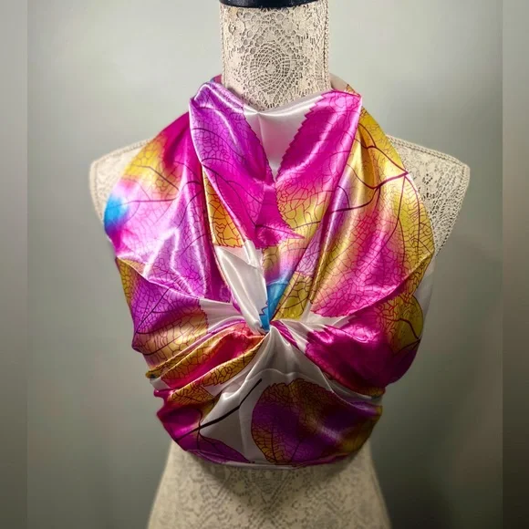 NEW ✨Women’s colorful head scarf; pink floral scarf - Picture 2 of 3